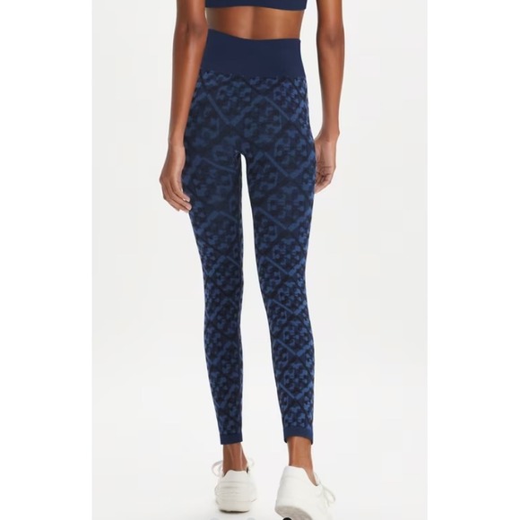 Tory Burch Seamless Legging XS Prismatic T Monogram Jacquard High Waist Italy - Picture 2 of 11